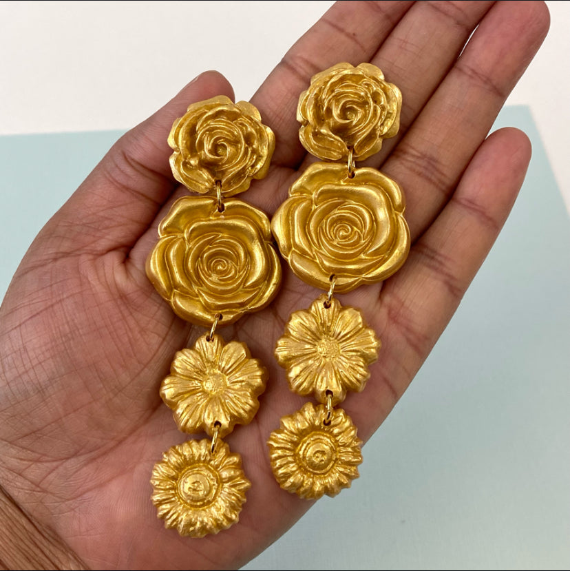 Gold Floral Dangle- Preorder