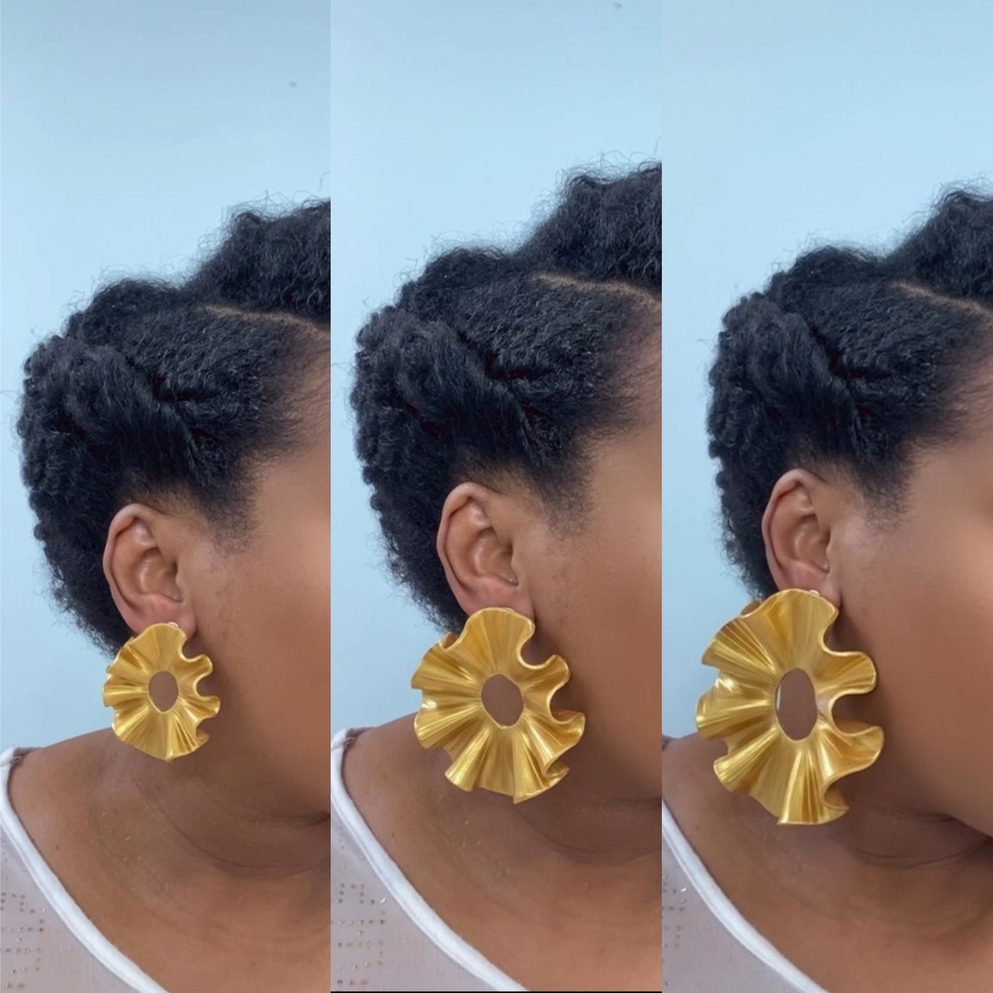 Line Textured Saundra Ruffled Stud