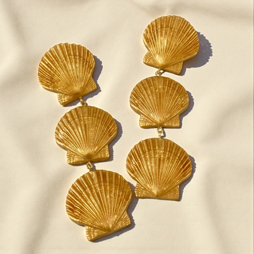 Gold Clam Shell Dangle
