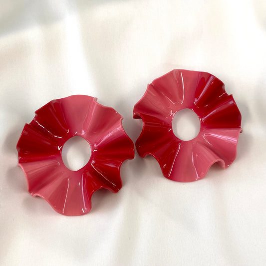 Blush/Apple Red Ombré Saundra Ruffled Stud- Medium (Ready to Ship)