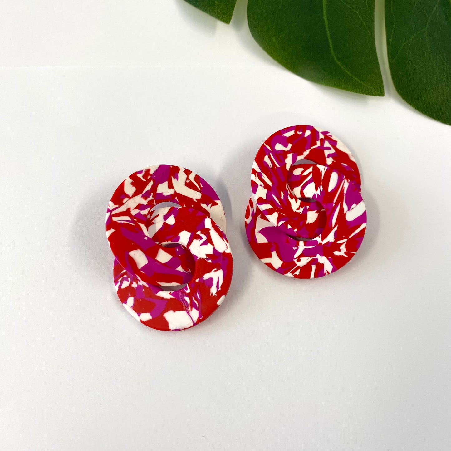 Magenta/Apple Red/White Marbled Lena Links (Ready to Ship)