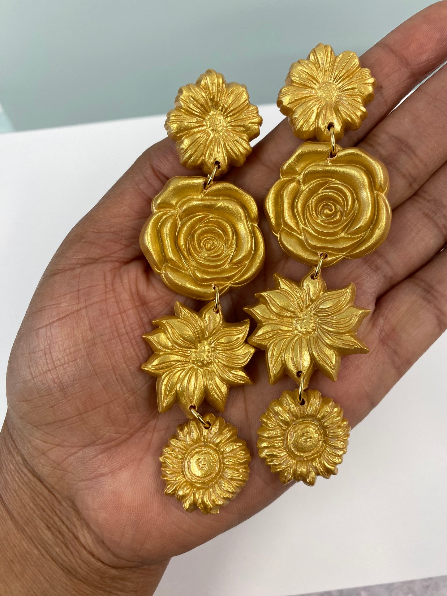 Gold Floral Dangle- Preorder