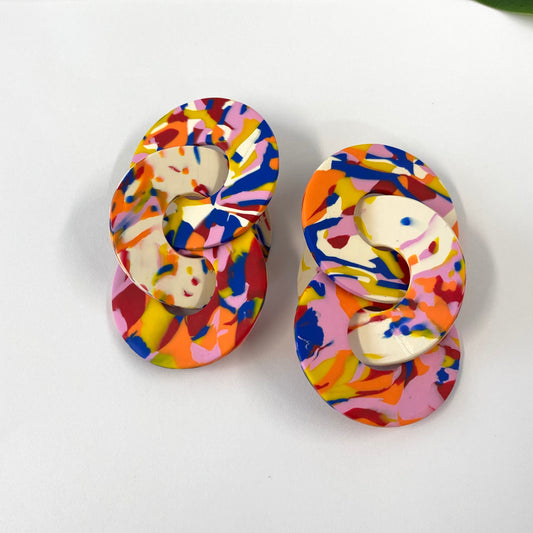 Orange/Navy #2 Marbled Triple Lena Links (Ready to Ship)