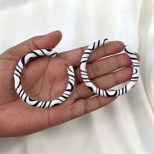 White/Black Swirl Skinny Hoop (Ready to Ship)