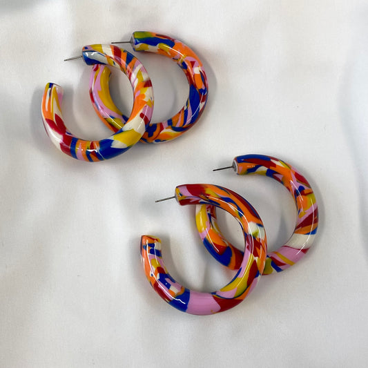 Blush/Apple Multi Chunky Hoop (Ready to Ship)