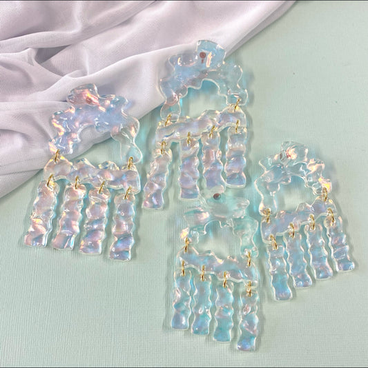 Water Wave Textured Iridescent Acrylic Daylin Dangle (Preorder)