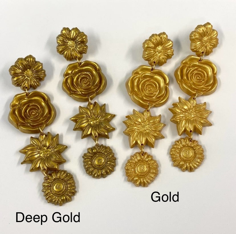Gold Floral Dangle- Preorder