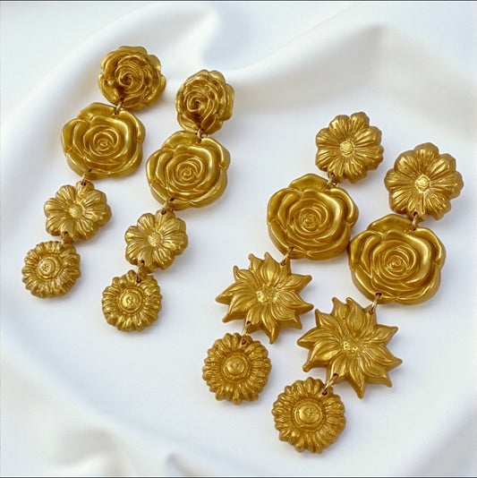 Gold Floral Dangle- Preorder