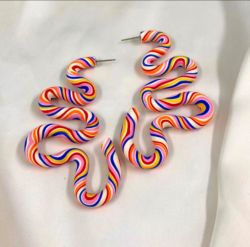 Ivory Multi Matte Wiggle Stud Large READY TO SHIP