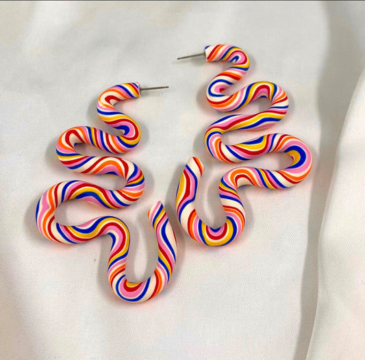 Ivory Multi Matte Wiggle Stud Large READY TO SHIP