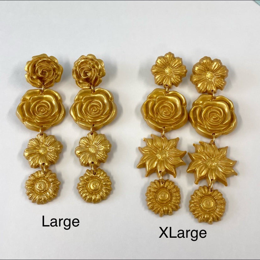 Gold Floral Dangle- Preorder
