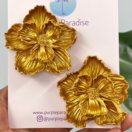 Faux Metallic Gold Bloom Stud Large READY TO SHIP