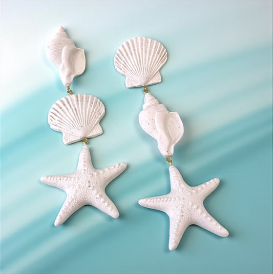 Speckled off White Multi Shell Dangle